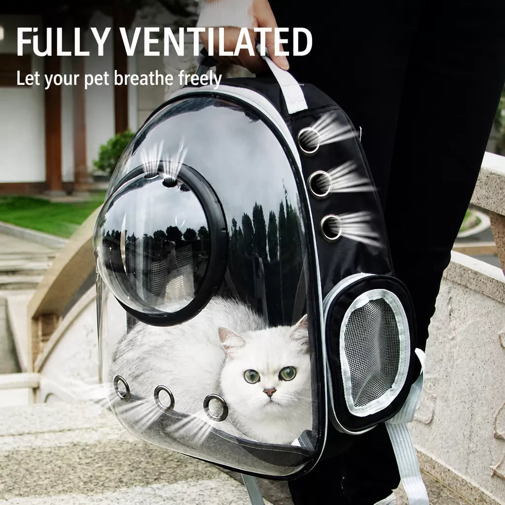 Cat Backpack Carrier with Panoramic Window and Side Vents