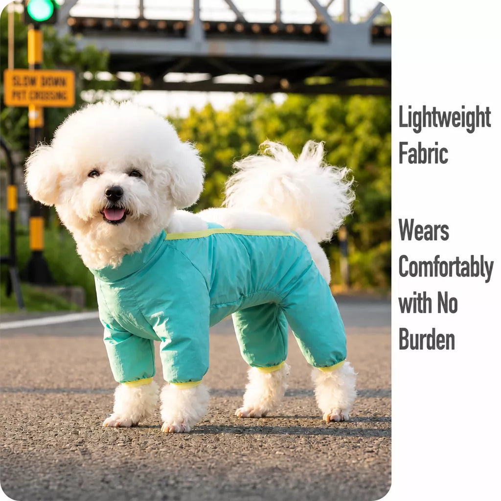 Synthetic Leather Four-Leg Dog Jumpsuit for Outdoor Walks