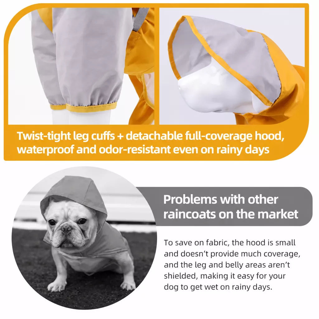 Hooded Four-Leg Dog Raincoat for Small to Medium Dogs