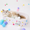 White Deep-Flute Corrugated Paper Cat Scratcher Bed