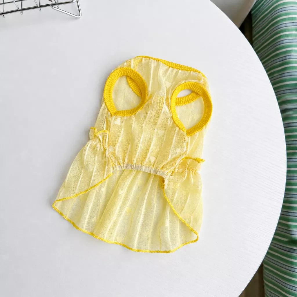 Silk Heart Cutout Ruffle Dress for Small Dogs & Cats
