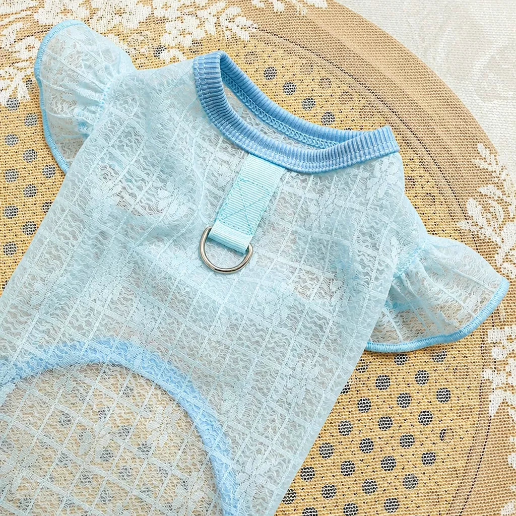 Lightweight Silk Pet Shirt with Lace Sleeves