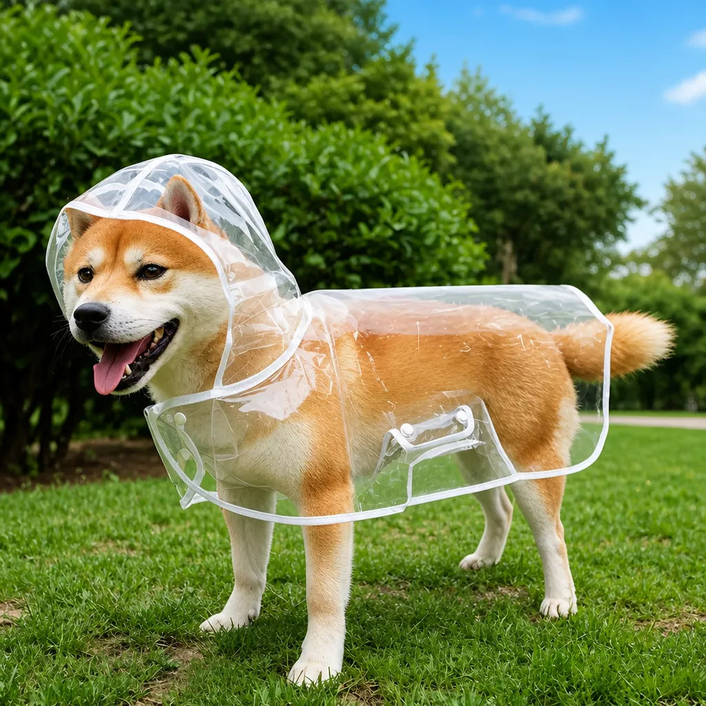 Transparent Hooded Raincoat for Dogs