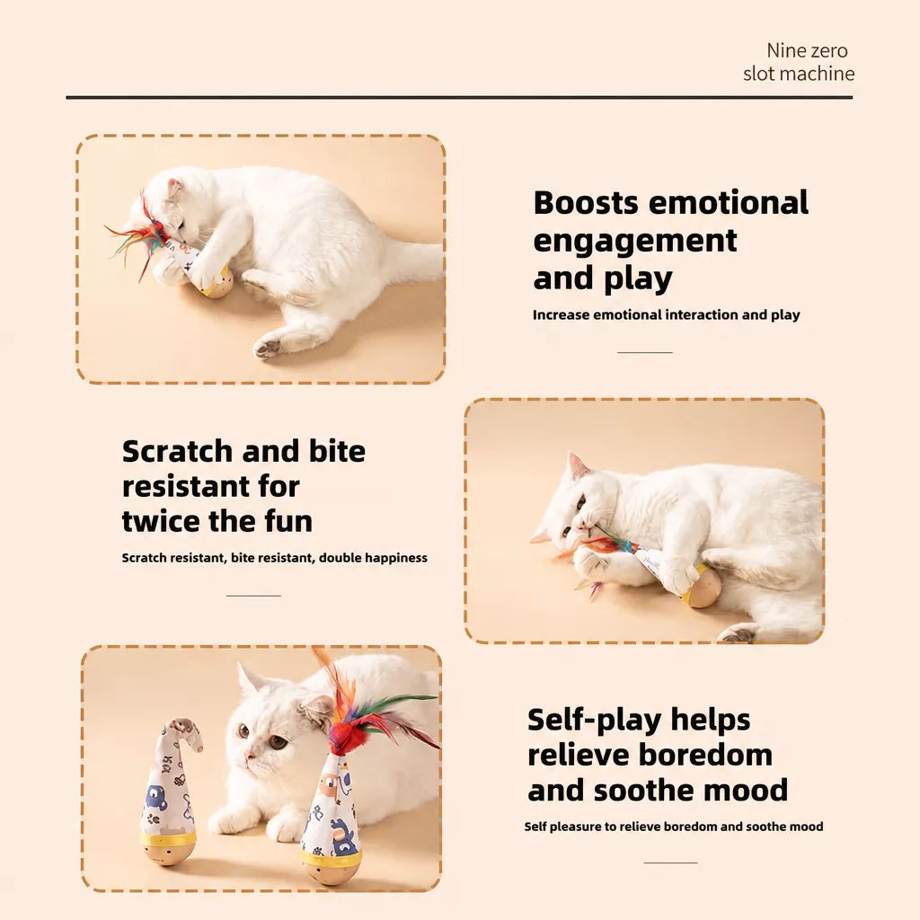 Interactive Wobble Feather Cat Toy for Batting and Pouncing