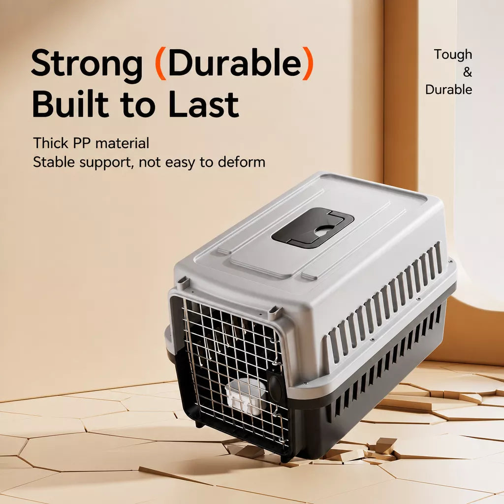 Pet Airline Travel Carrier with Hanging Bowl for Cats and Small Dogs