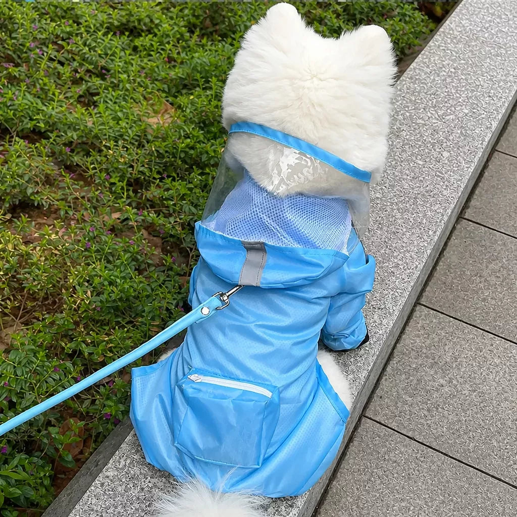 Waterproof Full-Coverage Raincoat with Leg Coverage for Small Dogs