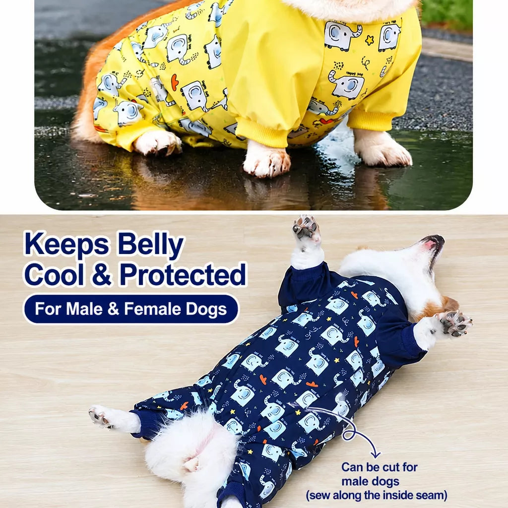 Waterproof Four-Leg Dog Raincoat with Belly Coverage