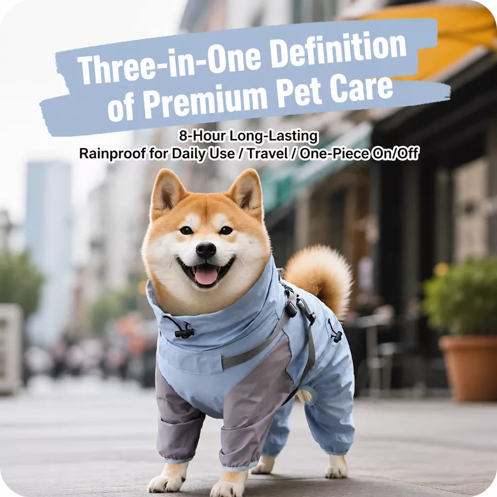 Hooded Four-Leg Dog Raincoat for Small to Medium Dogs