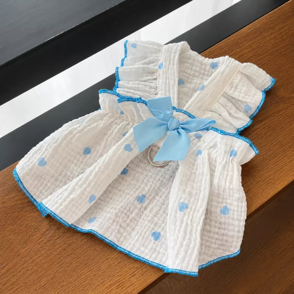 Cotton Bow Dress for Small Dogs and Cats