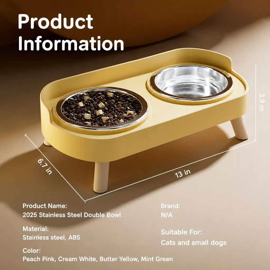 Stainless Steel Dog Bowl with Plastic Stand for Small Dogs