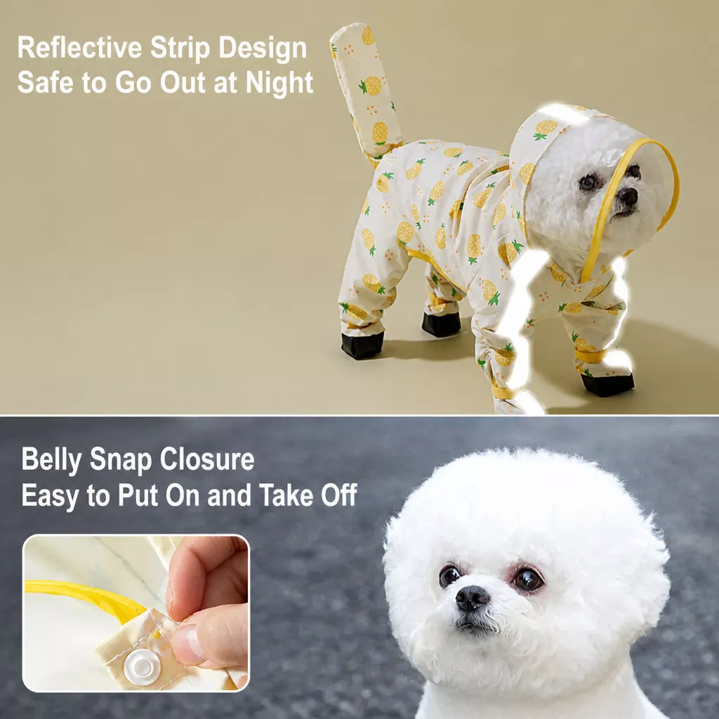 Full-Coverage Waterproof Four-Leg Raincoat for Small Dogs