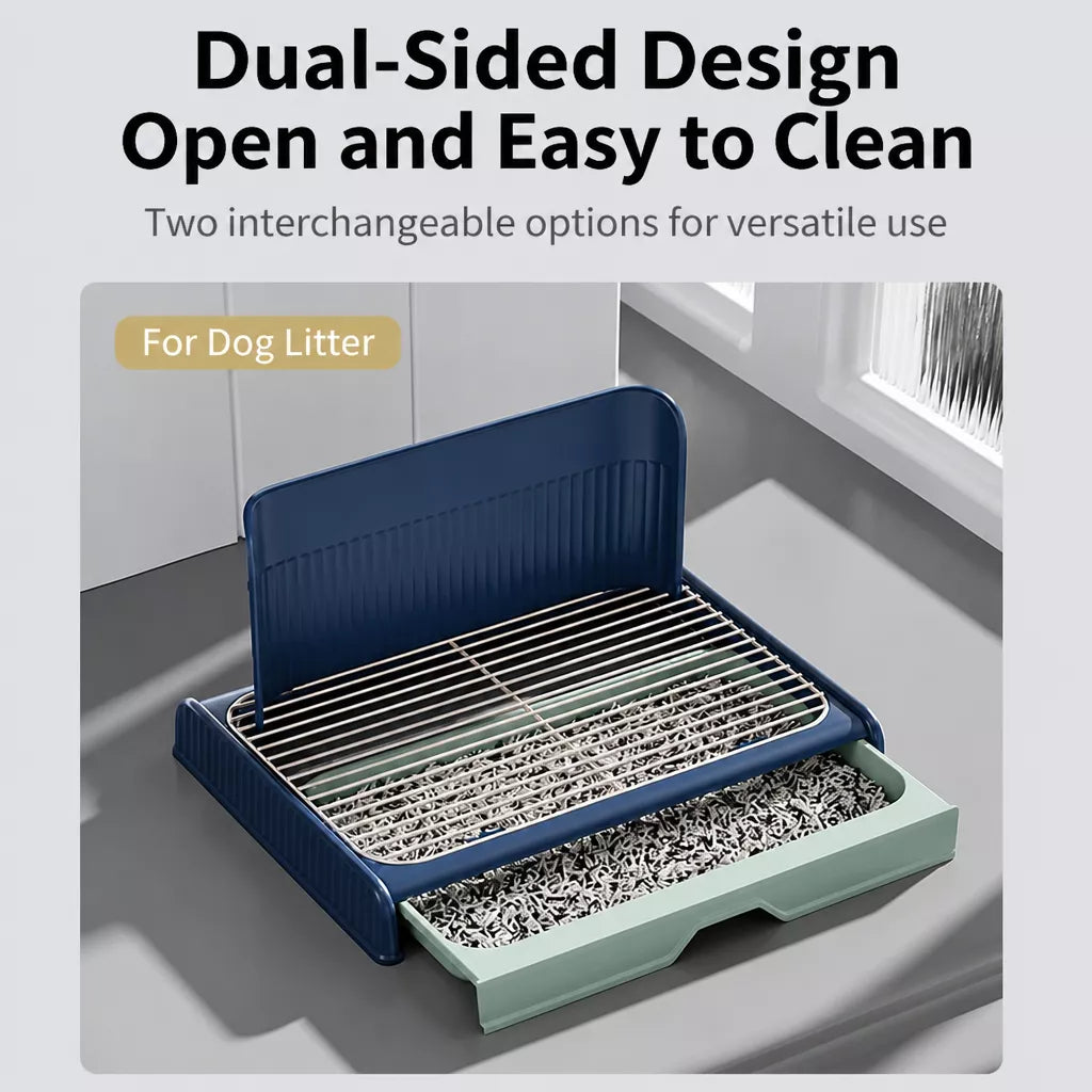 Plastic Dog Potty Tray with Wall Options and Pull-Out Drawer