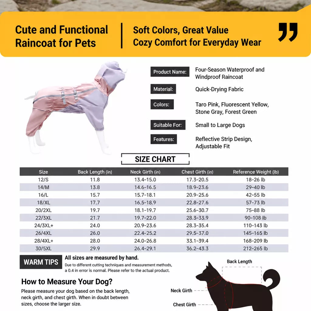 Four-Leg Dog Raincoat for Medium to Large Dogs
