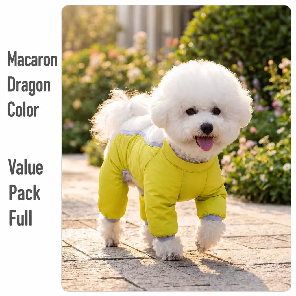 Synthetic Leather Four-Leg Dog Jumpsuit for Outdoor Walks