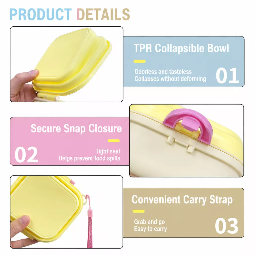 Foldable Double Pet Bowl with Snack Tray