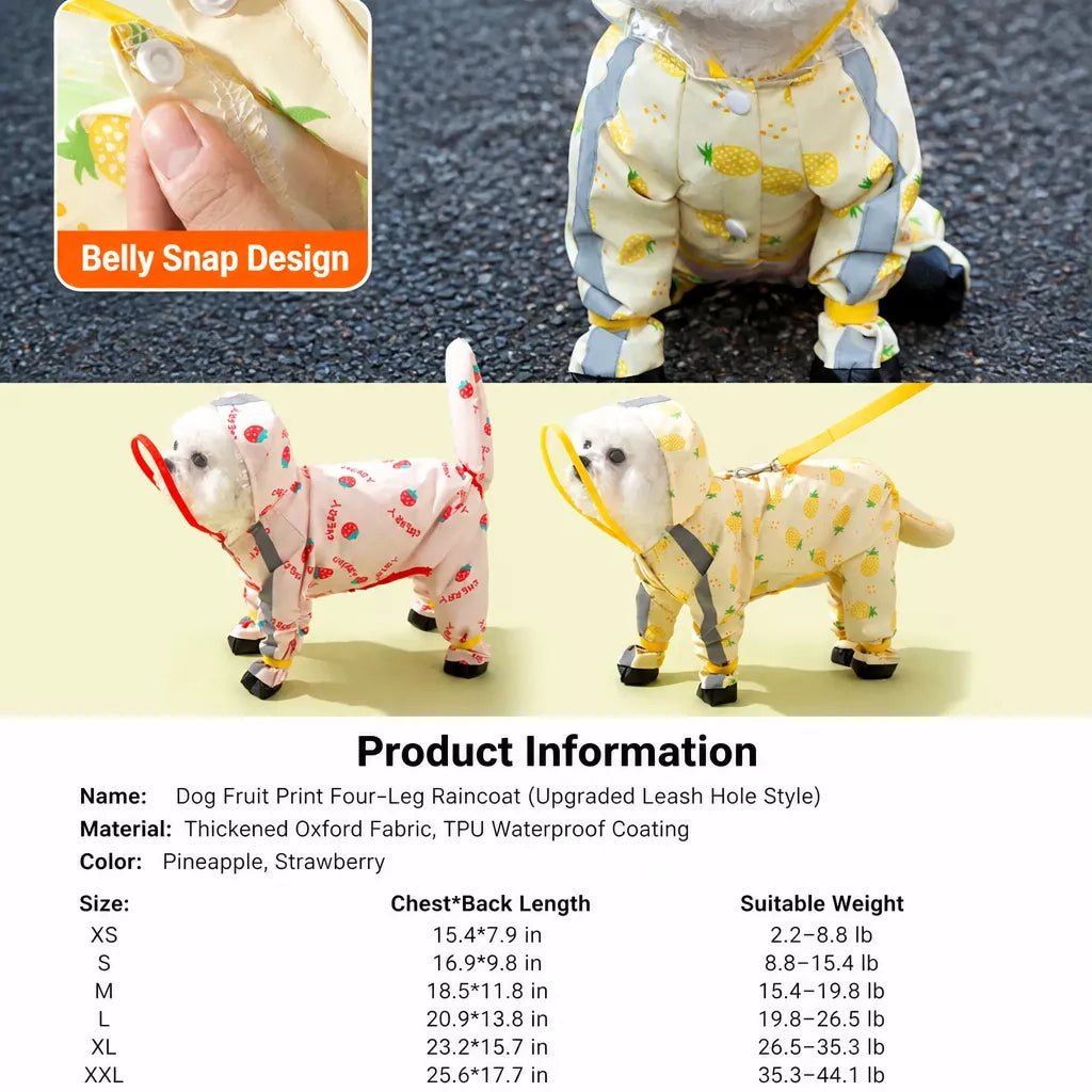 Full-Coverage Waterproof Four-Leg Raincoat for Small Dogs