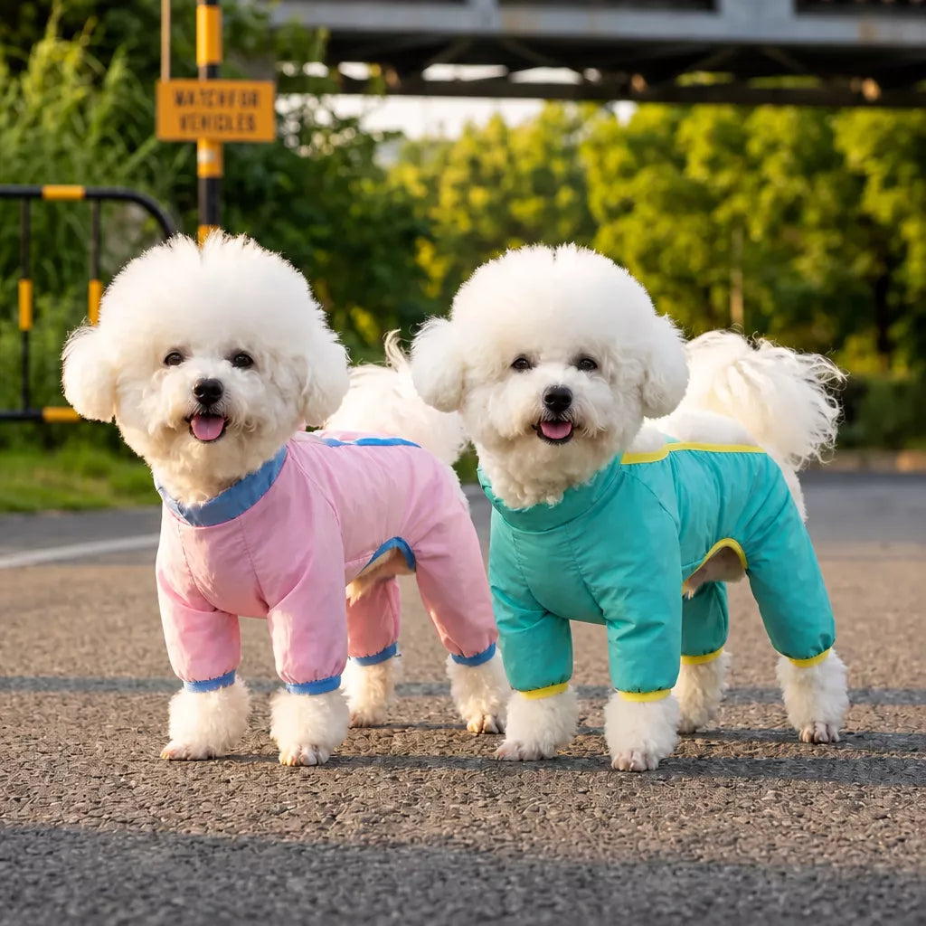 Synthetic Leather Four-Leg Dog Jumpsuit for Outdoor Walks