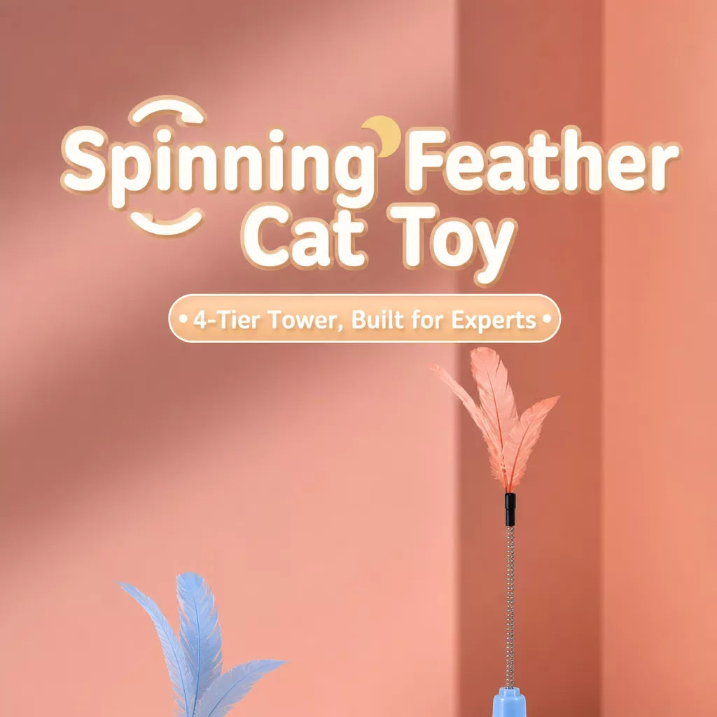 Cat Spinning Wheel Toy with Feather Wand and Play Balls