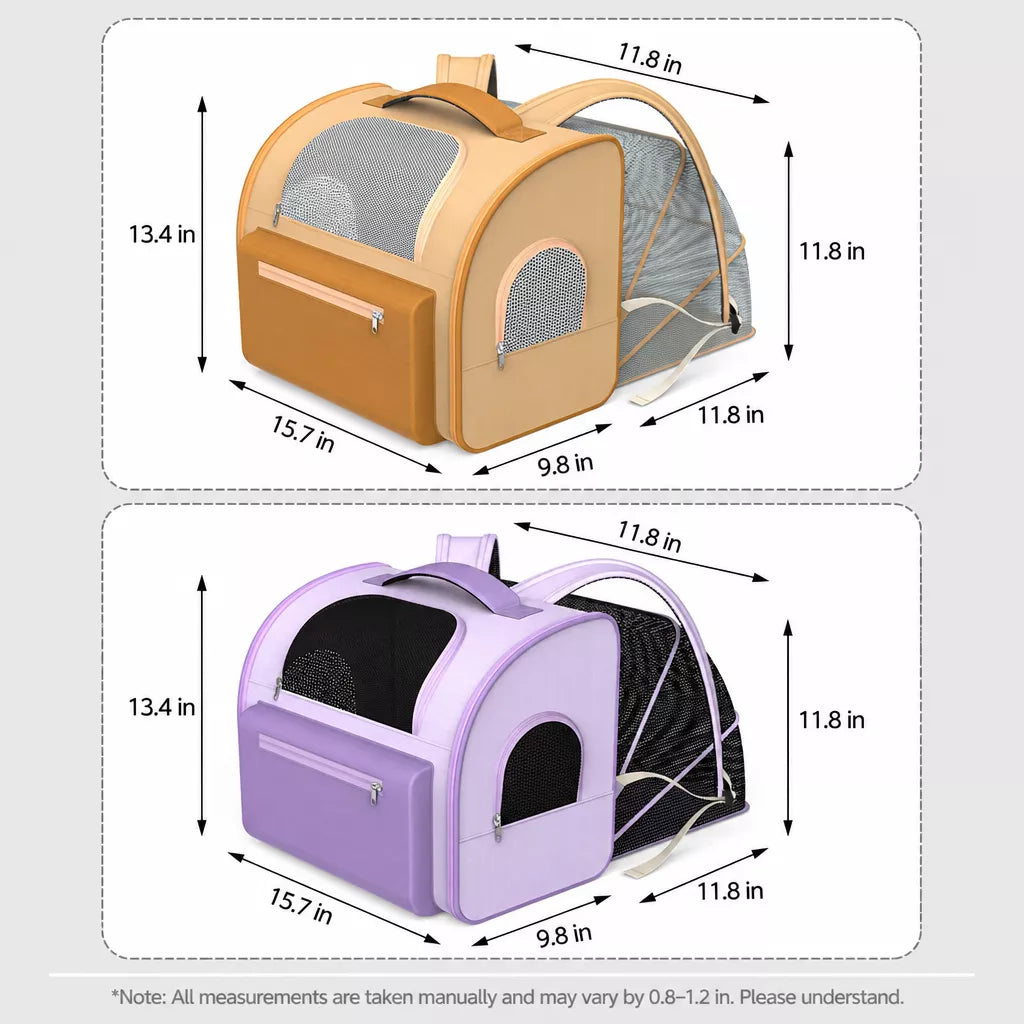 Expandable Pet Carrier Backpack for Pets Up to 16 lb