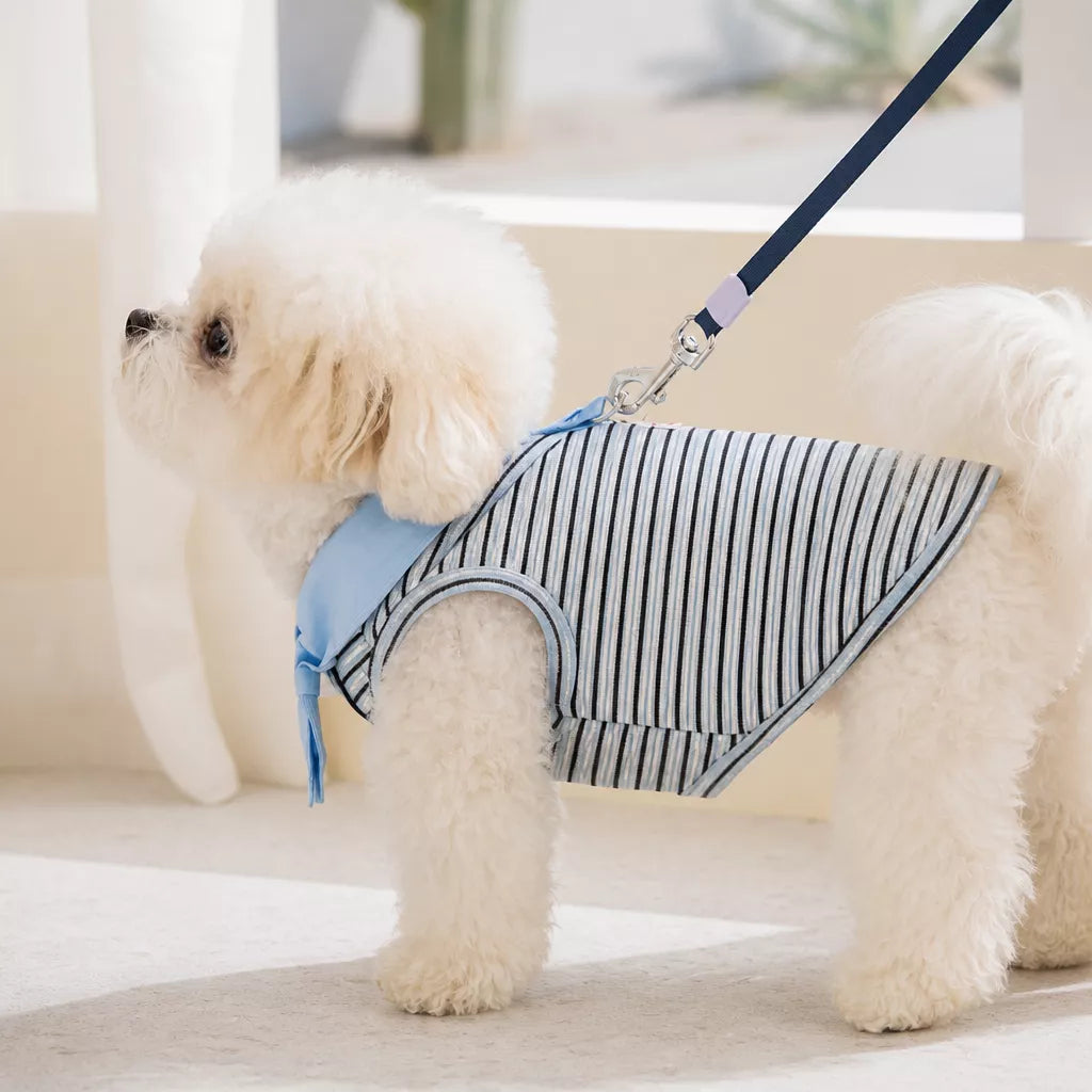 Striped Polo-Style Harness Vest for Small Dogs