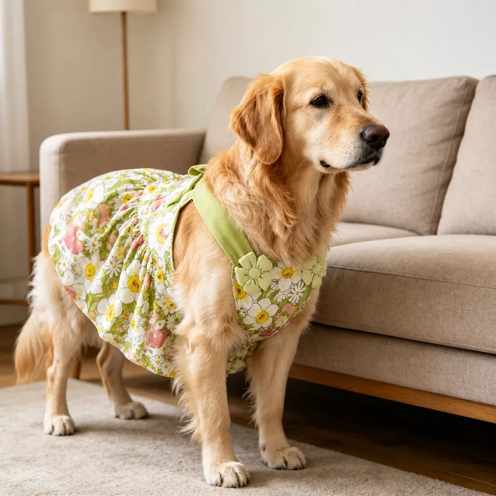 Summer Dog Dress with Shoulder Straps for Medium to Large Dogs