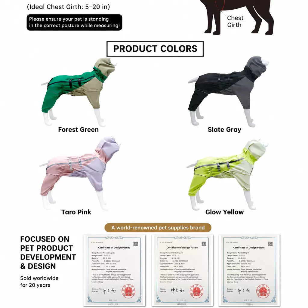 Four-Leg Dog Raincoat for Medium to Large Dogs