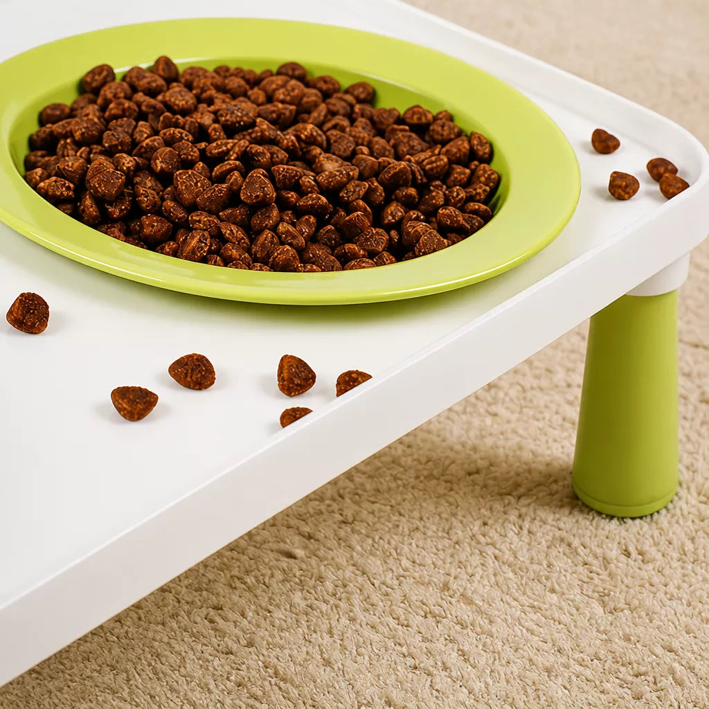 Elevated Double Pet Bowl Stand with Ceramic Bowls
