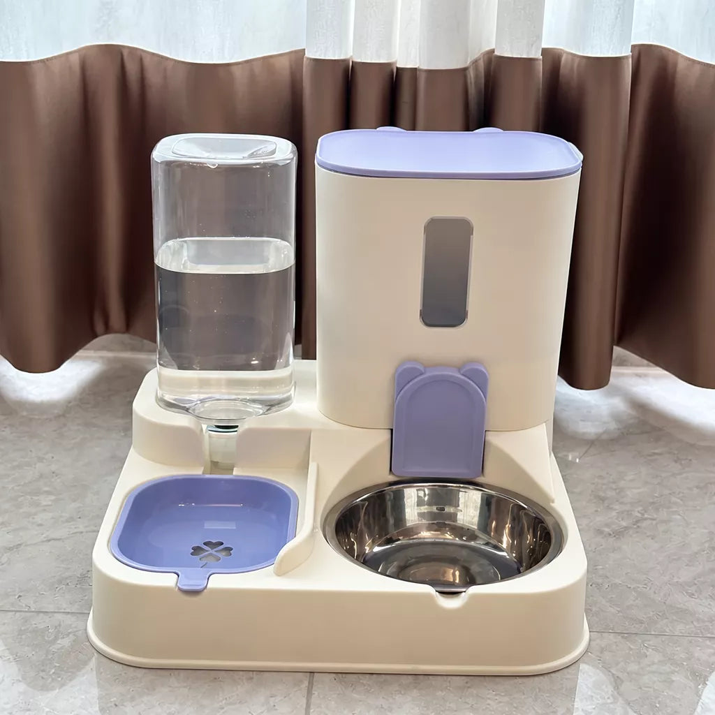 Two-Bowl Pet Feeding Set for Cats and Dogs