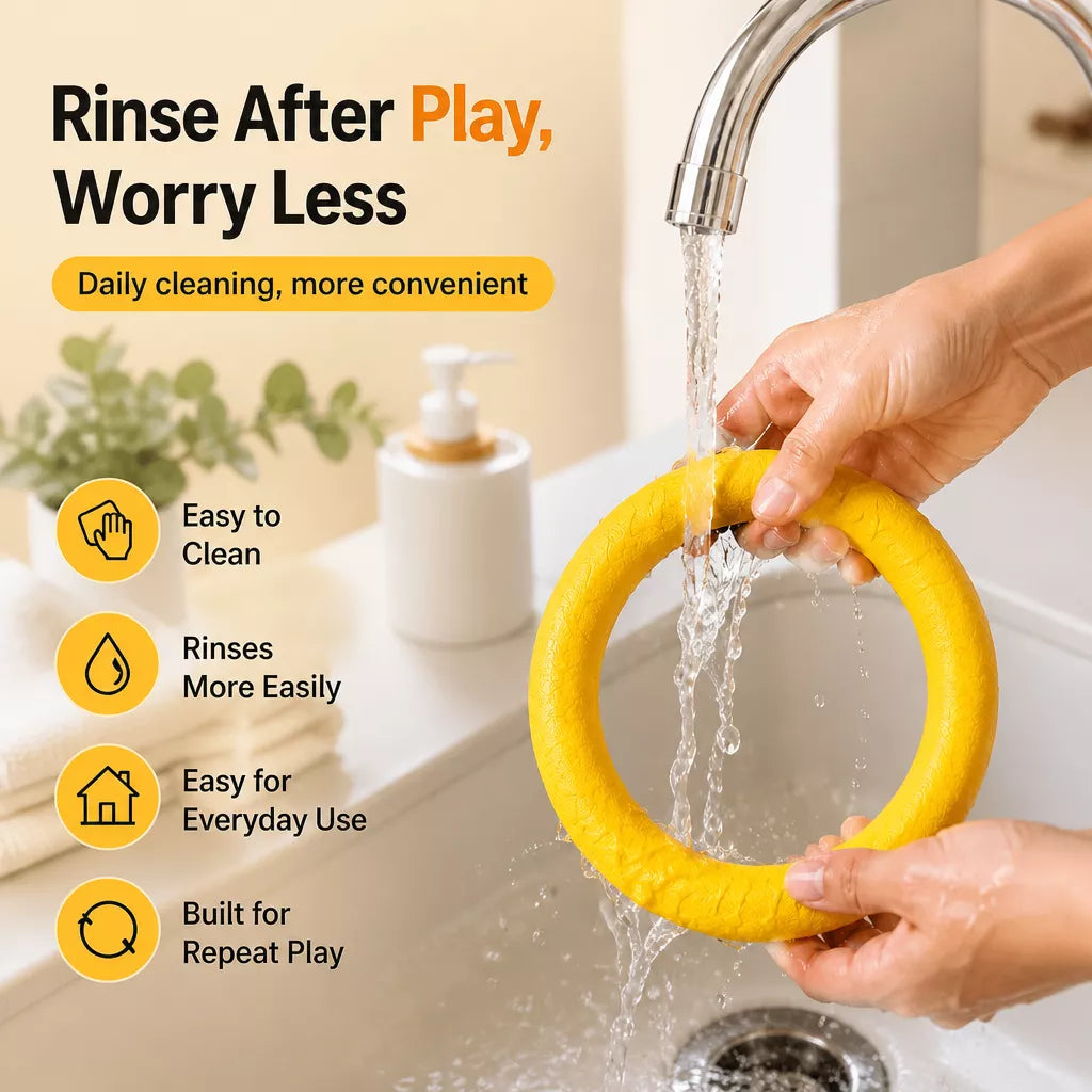 Silicone Dog Ring Toy for Fetch and Tug Play