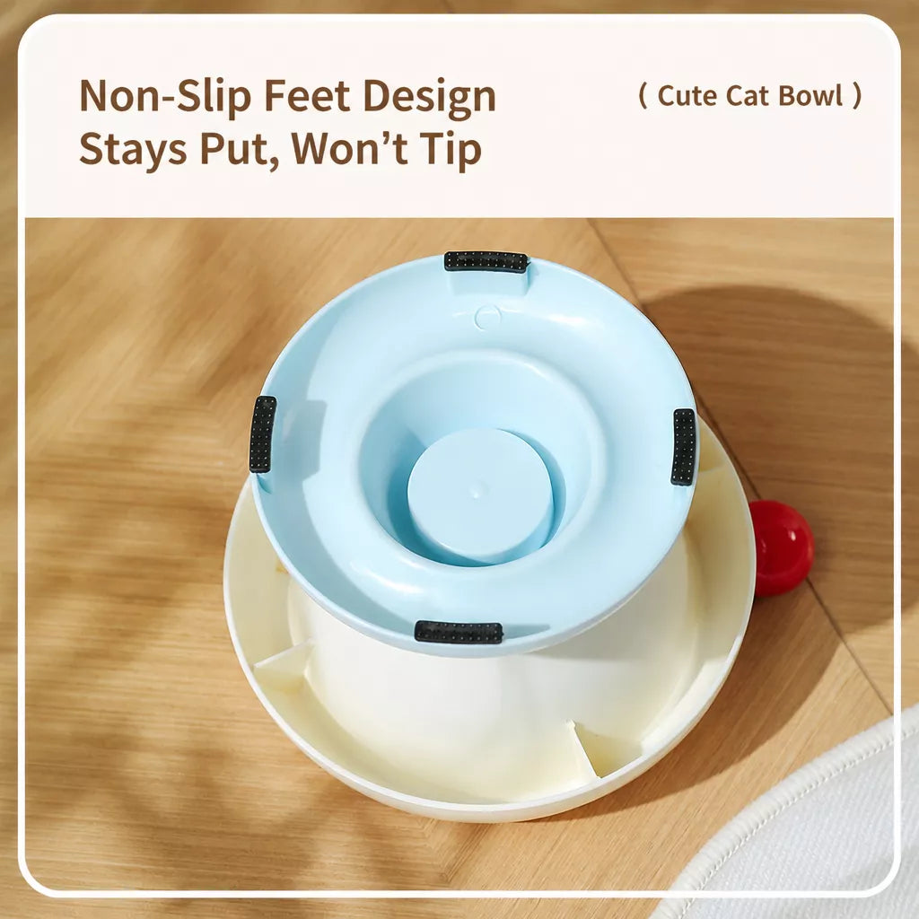Pet Food & Water Bowl with Low-Profile Non-Slip Base