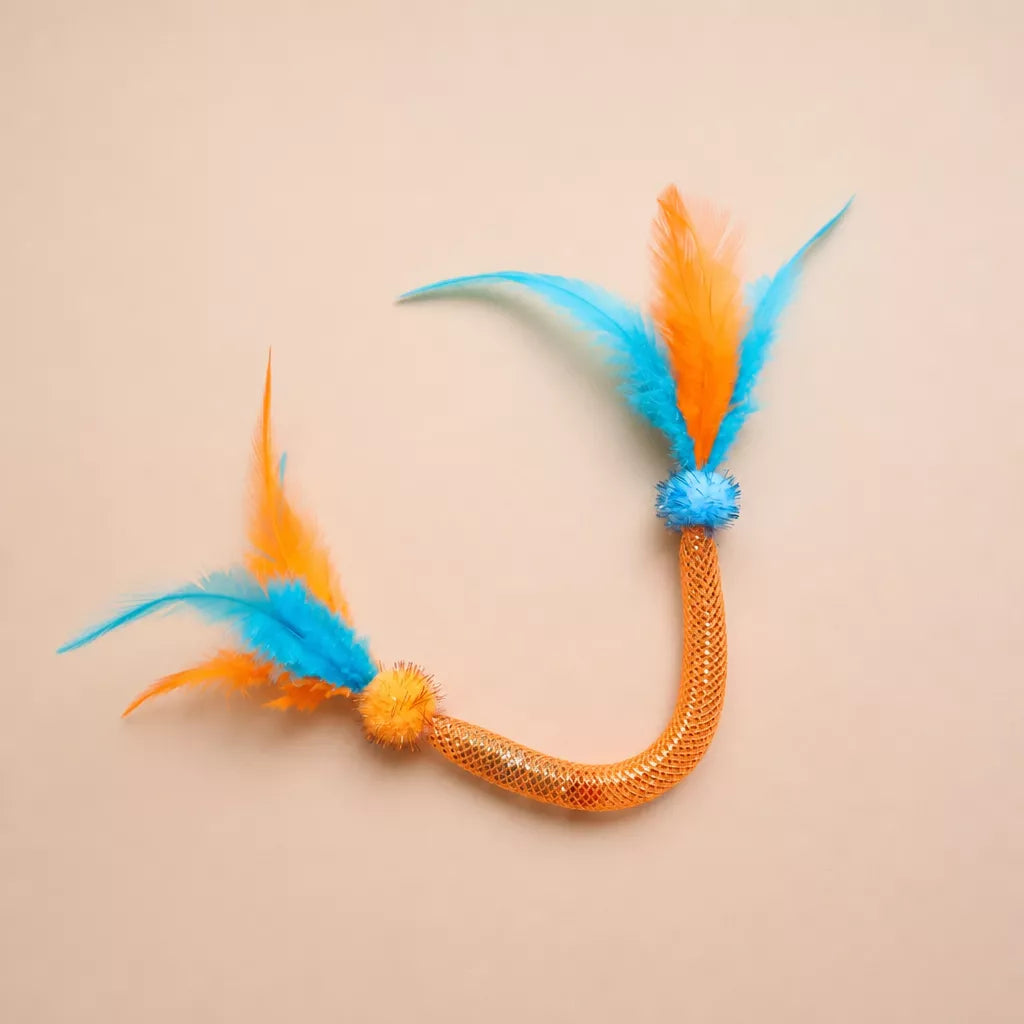 Cat Feather Teaser Toy with Stretchy Cotton Rope