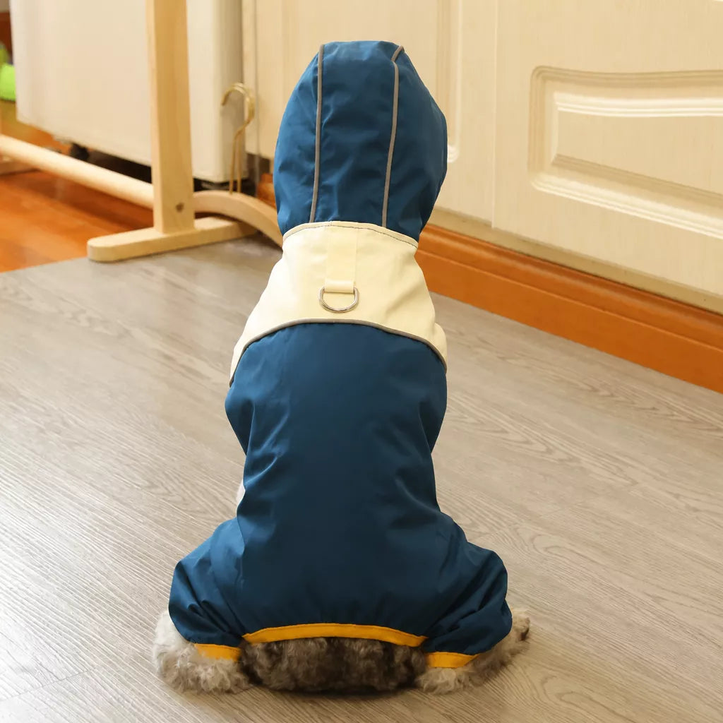 Four-Leg Polyester Dog Raincoat for Rainy-Day Walks