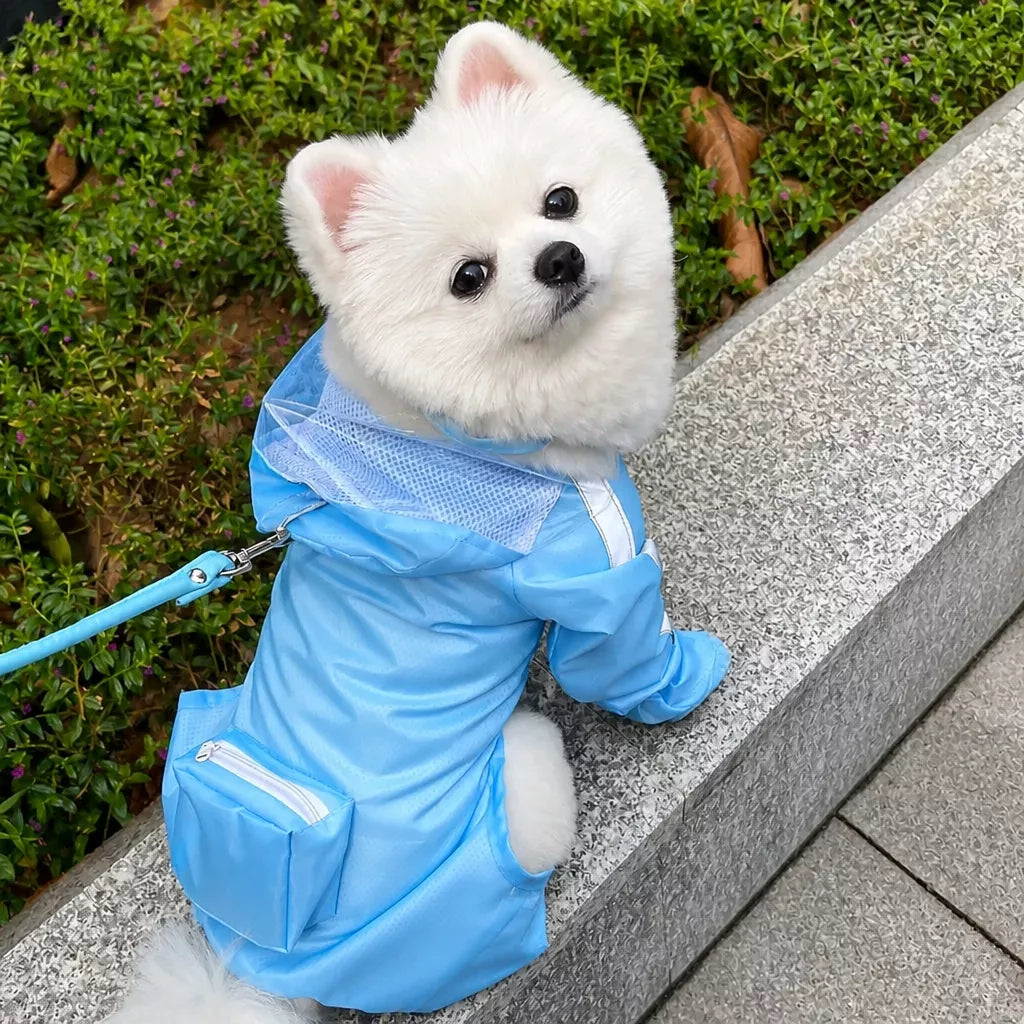 Waterproof Full-Coverage Raincoat with Leg Coverage for Small Dogs