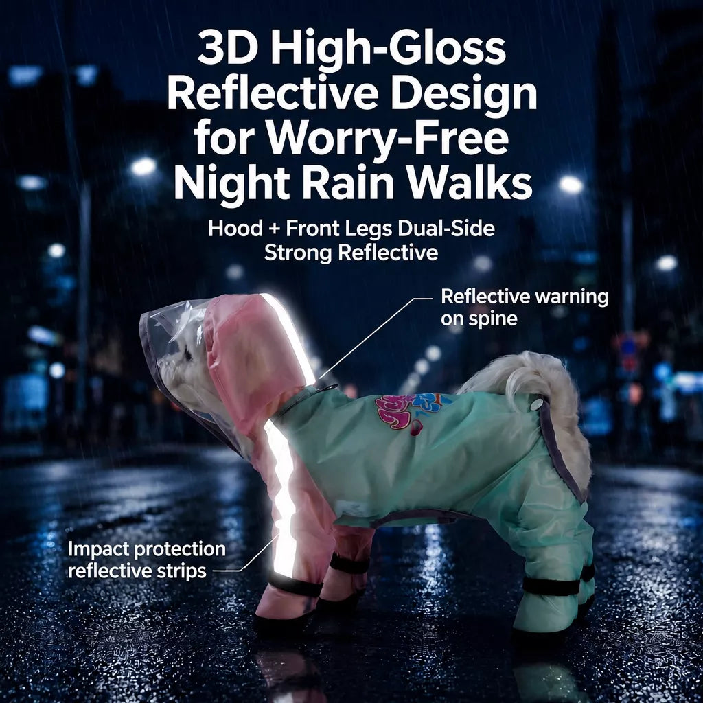 Waterproof Four-Leg Raincoat for Small Dogs