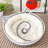 Faux Cotton-Linen Cat Bed with Built-In Scratcher