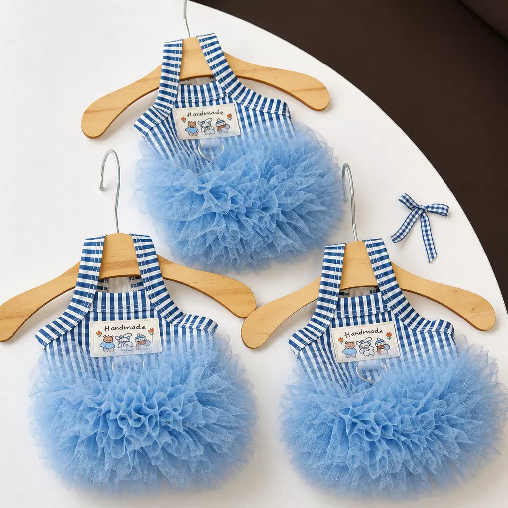 Blue Striped Mesh Dress for Dogs & Cats