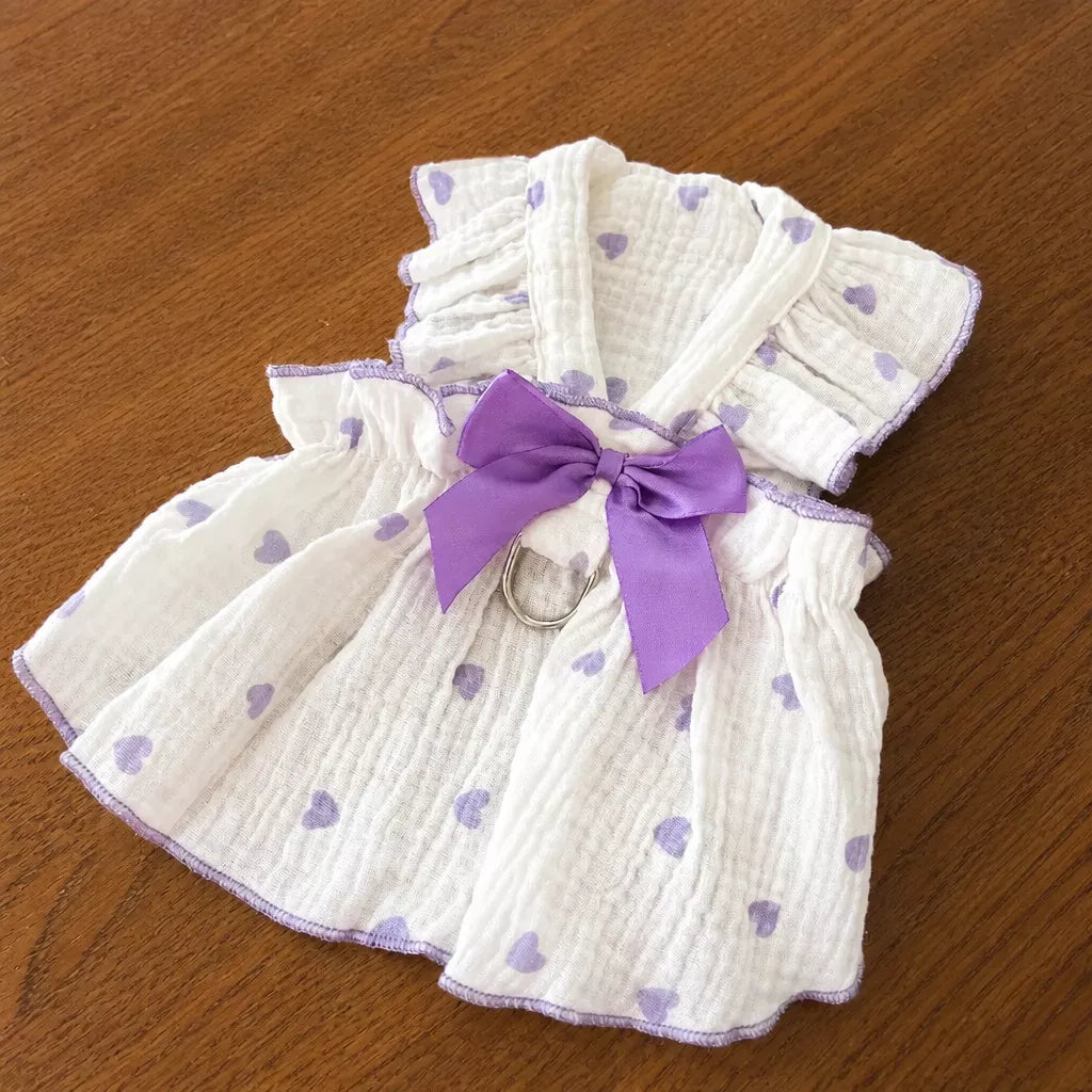 Cotton Bow Dress for Small Dogs and Cats