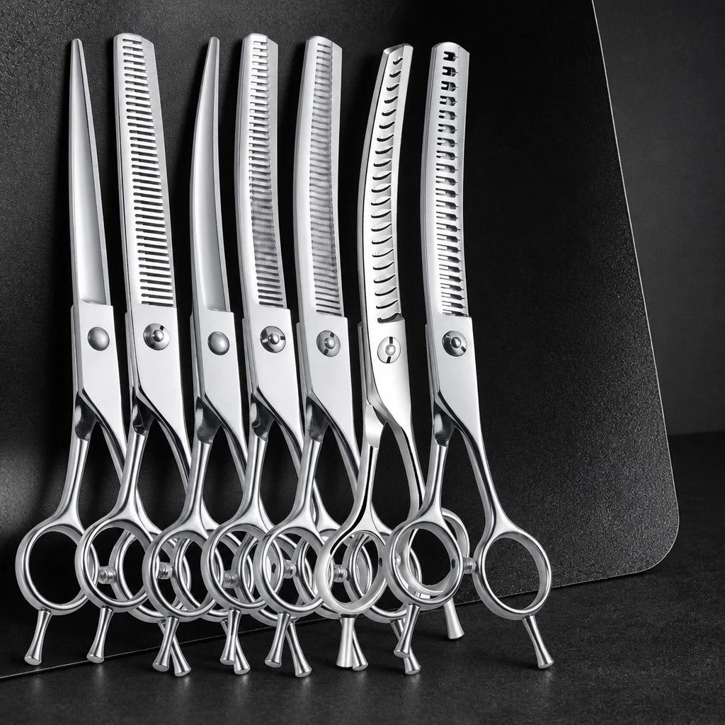 Pet Grooming Scissors Set for Trimming and Thinning