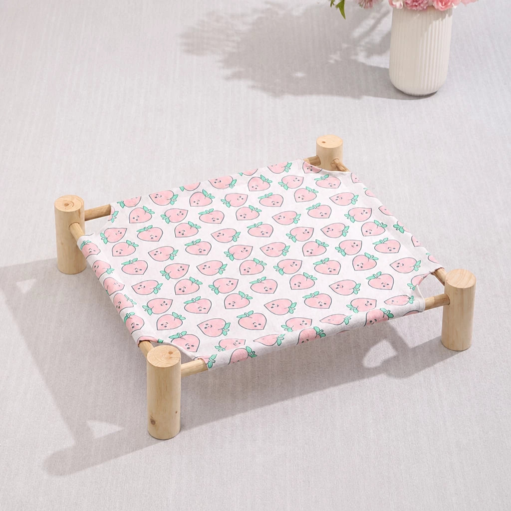 Elevated Wood Frame Pet Bed with Removable Polyester Cover