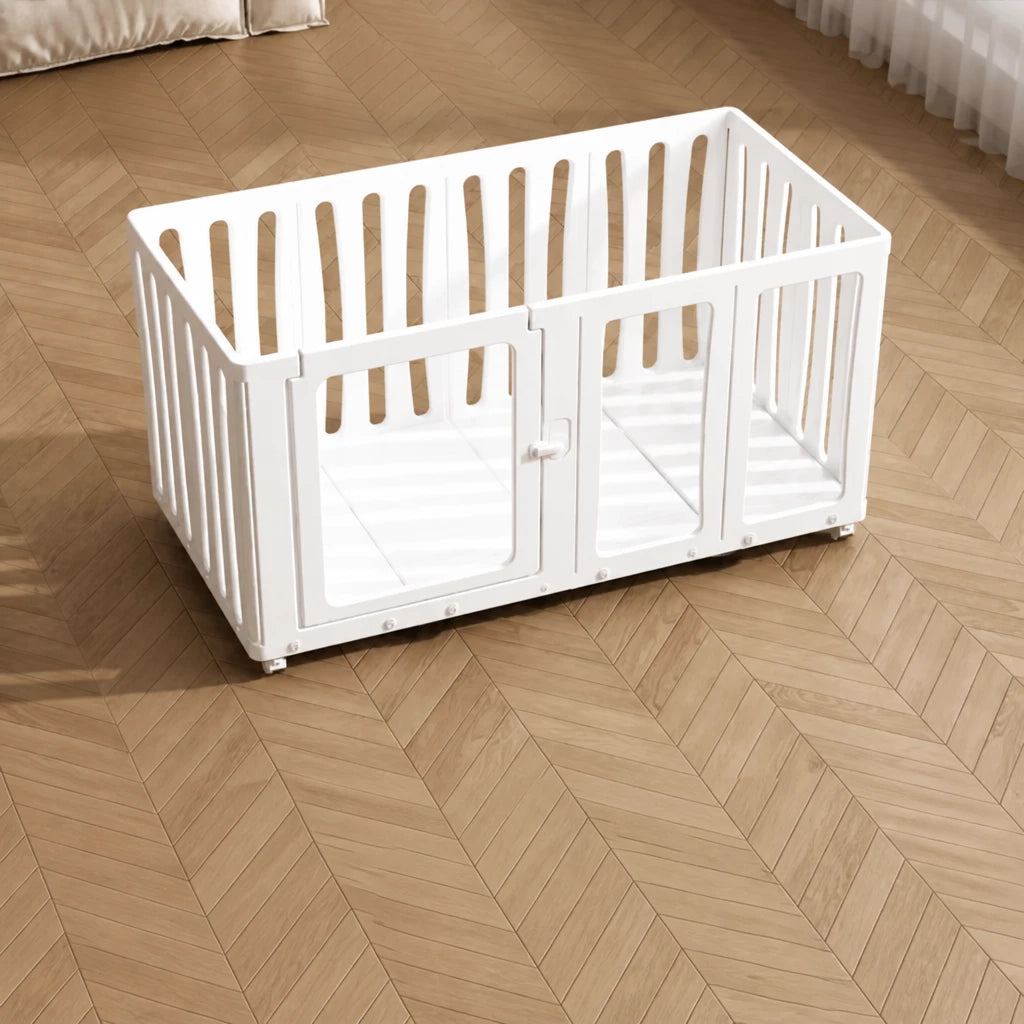 Movable Indoor Pet Playpen with Door and Casters