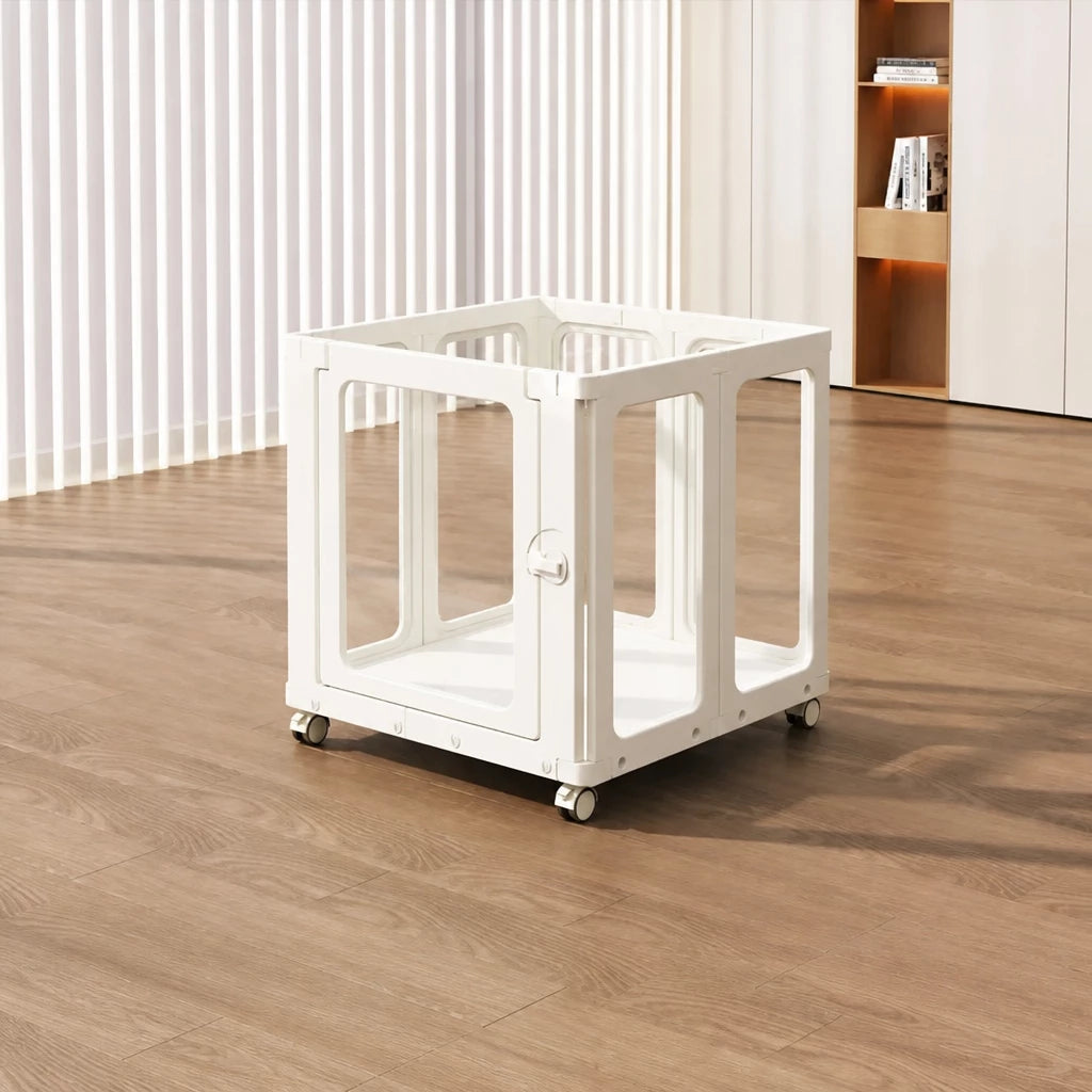 Movable Indoor Pet Playpen with Door and Casters