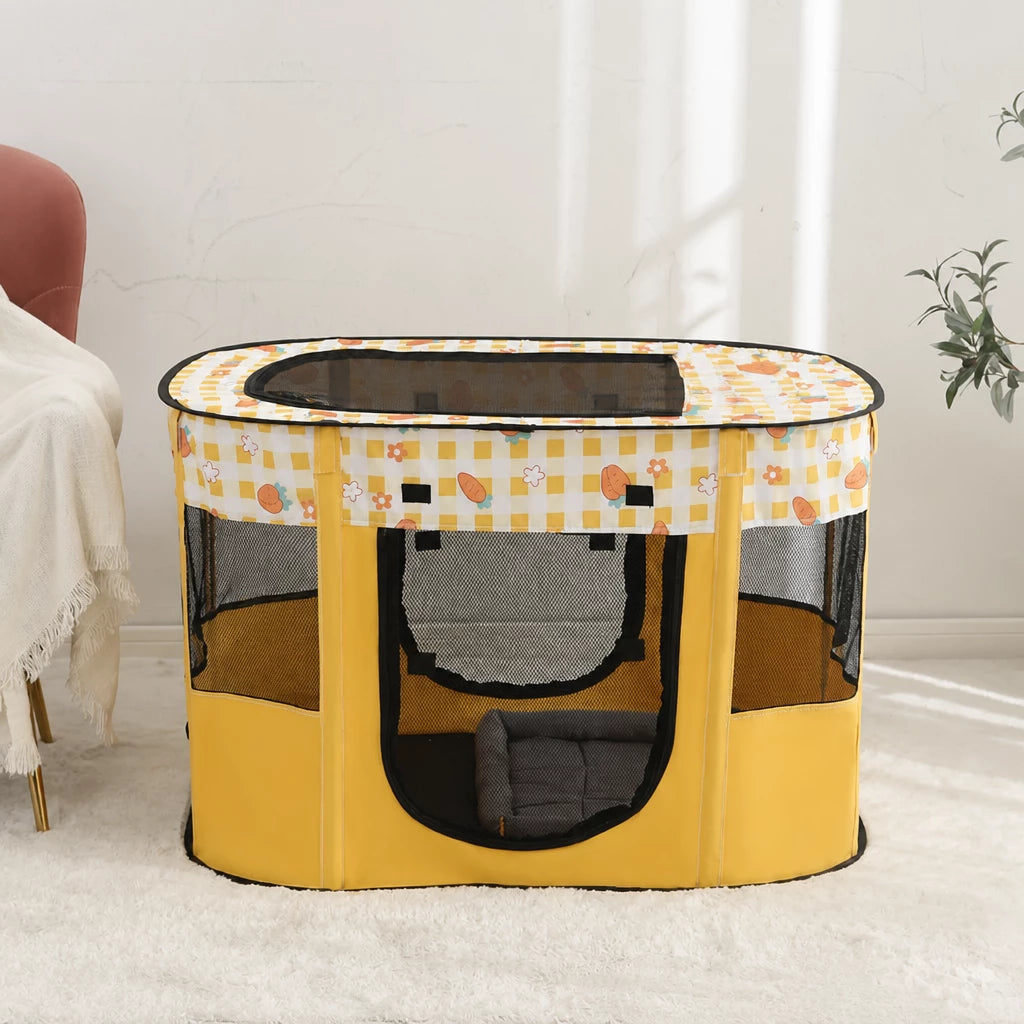 Foldable Two-Compartment Cat House for Mother Cats and Kittens