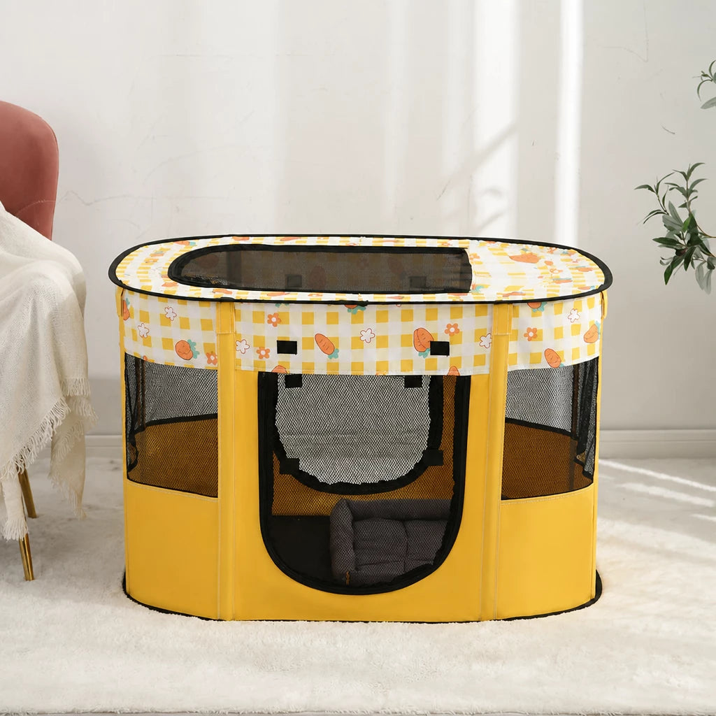 Foldable Two-Compartment Cat House for Mother Cats and Kittens