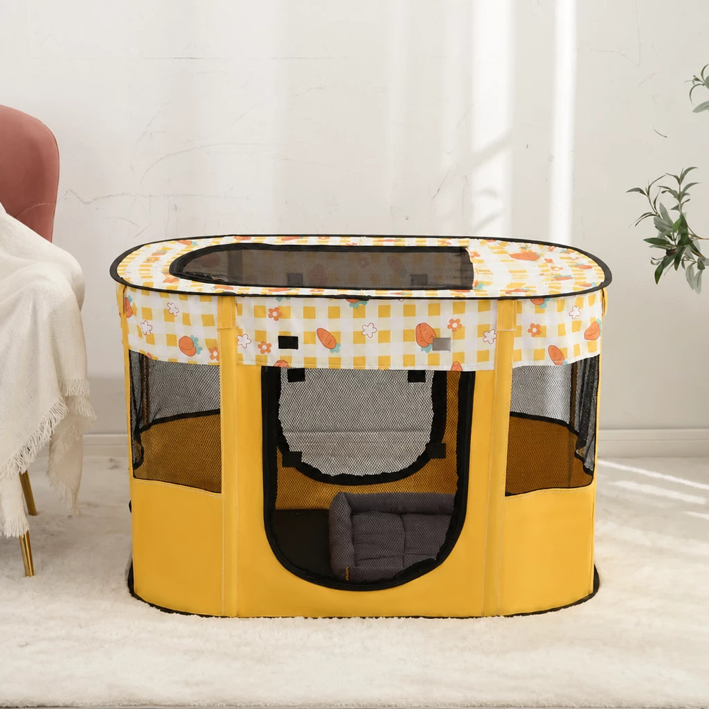 Foldable Two-Compartment Cat House for Mother Cats and Kittens