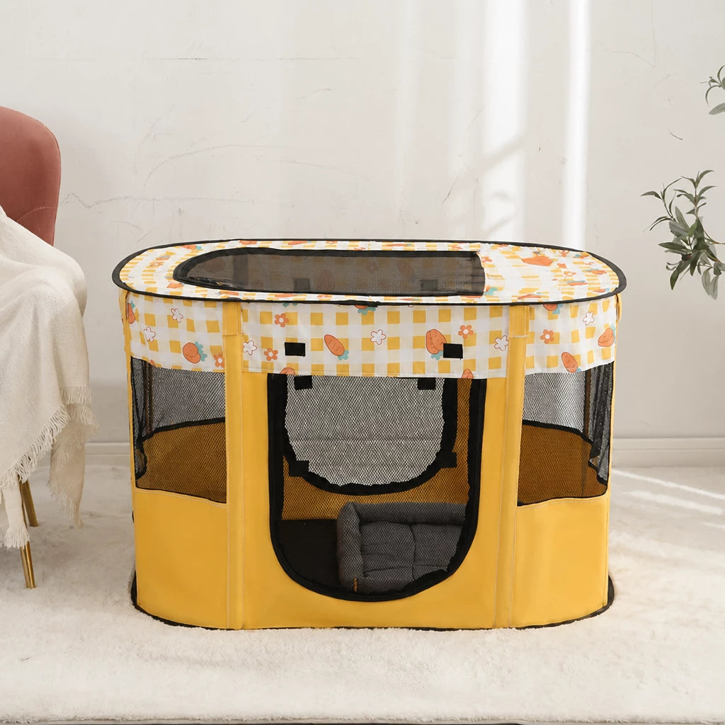 Foldable Two-Compartment Cat House for Mother Cats and Kittens