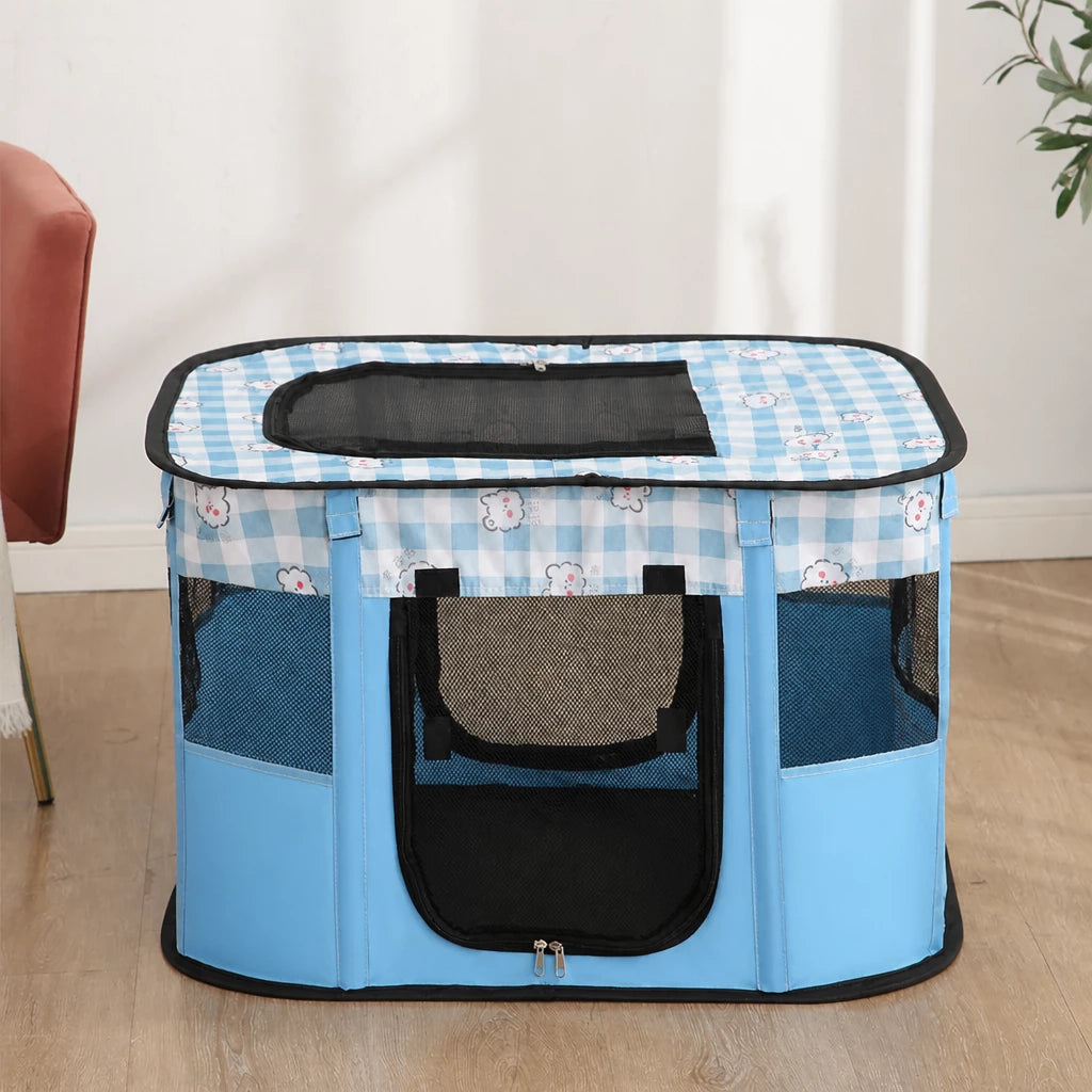 Foldable Two-Compartment Cat House for Mother Cats and Kittens