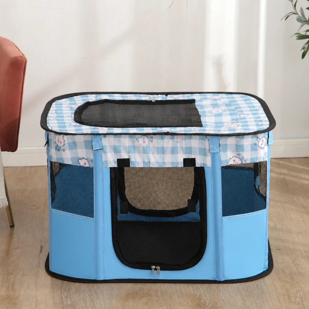 Foldable Two-Compartment Cat House for Mother Cats and Kittens