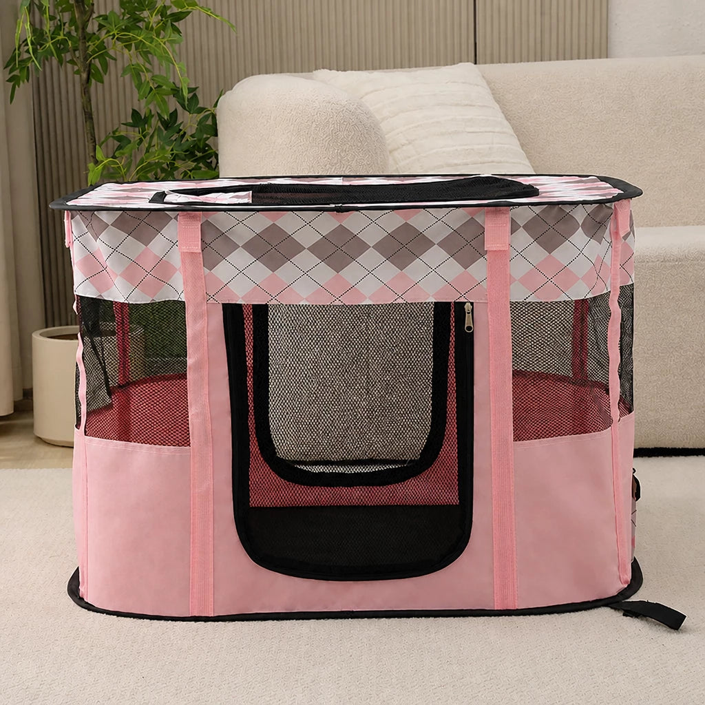Foldable Two-Compartment Cat House for Mother Cats and Kittens