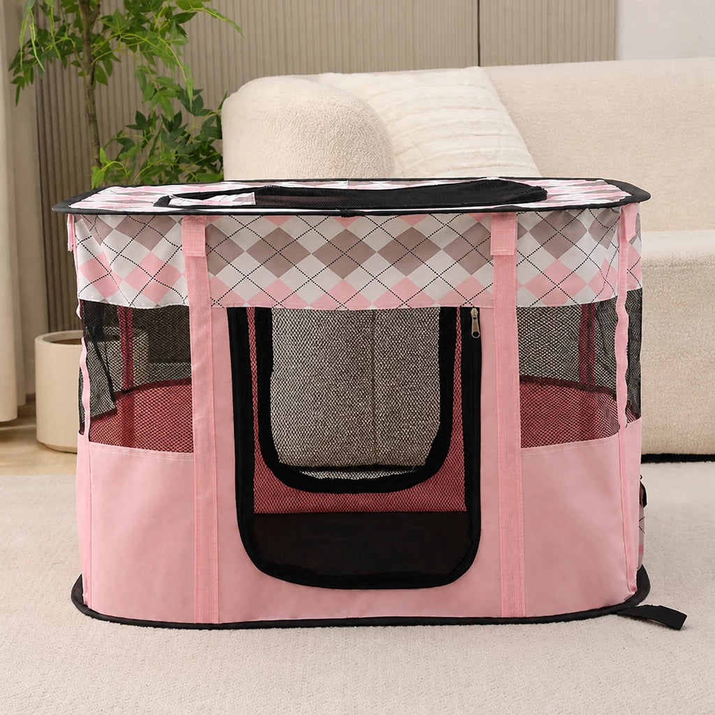 Foldable Two-Compartment Cat House for Mother Cats and Kittens
