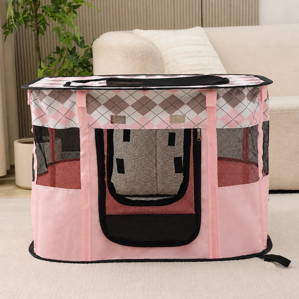Foldable Two-Compartment Cat House for Mother Cats and Kittens